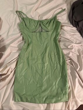 Sage latex Bustier Mini Dress